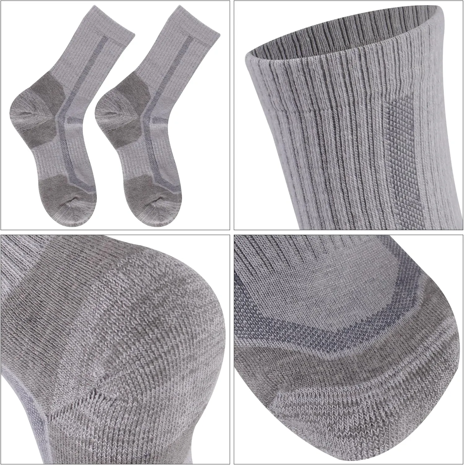 3 Pairs Merino Wool Hiking Mid Calf Socks for Men & Women - Moisture Wicking, Thermal, Cushioned Boot Socks