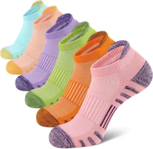 Airacker Athletic Running Ankle Cotton Socks, Low Cut Cushioned Performance Anti-Blister Tab Sport Sock for Men Women 6 Pairs