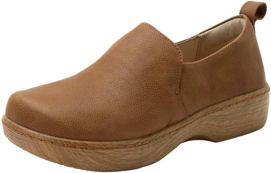 Alegria Women's Origin Orygin Wood Grain Leather Slip On Clog