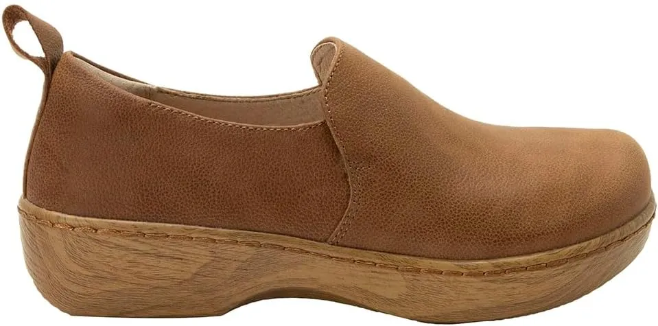 Alegria Women's Origin Orygin Wood Grain Leather Slip On Clog