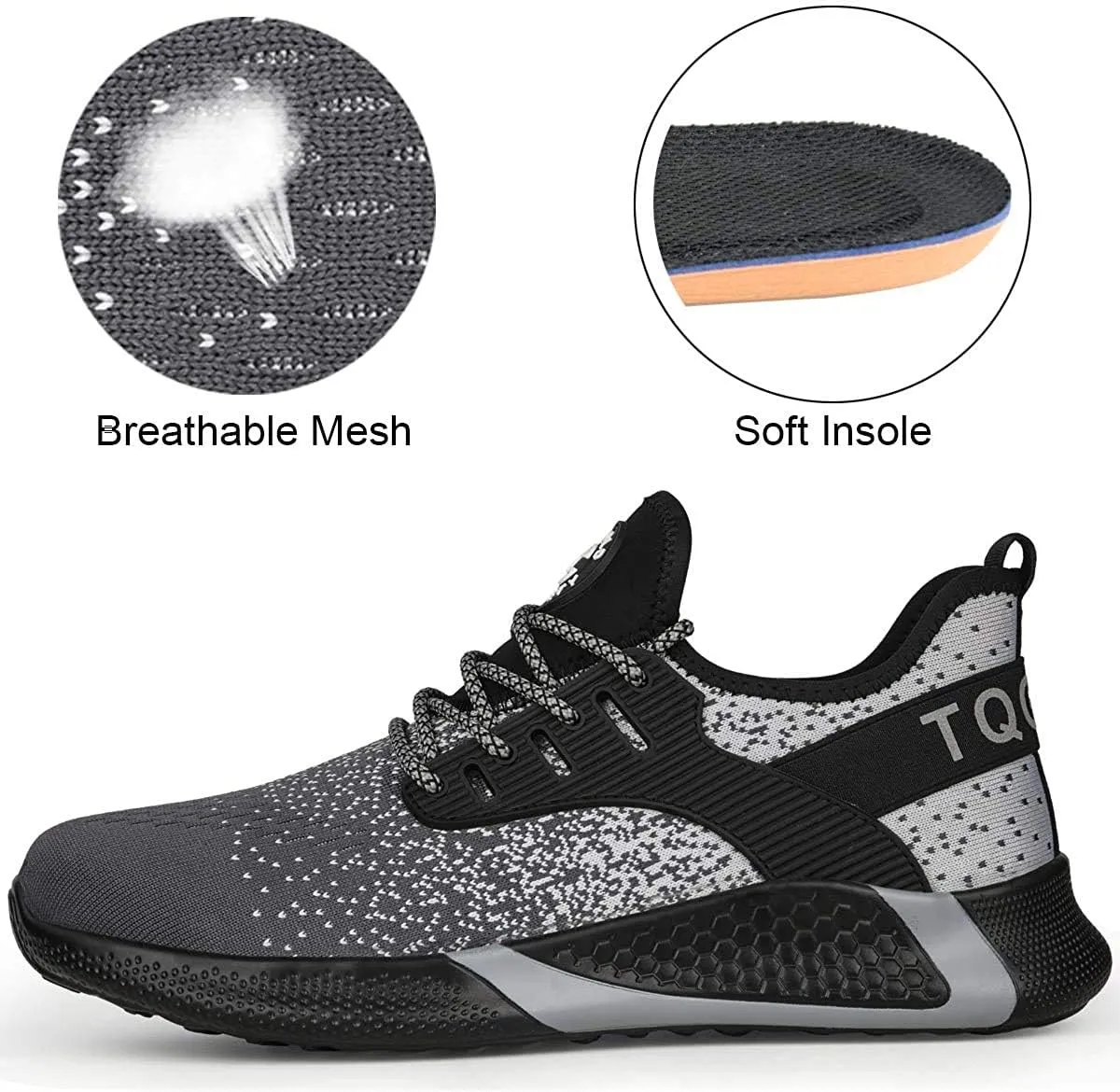 AONEGOLD Safety Shoes for Men Steel Toe Sneaker Work Shoes Lightweight Breathable Industrial Construction Puncture Proof Shoes