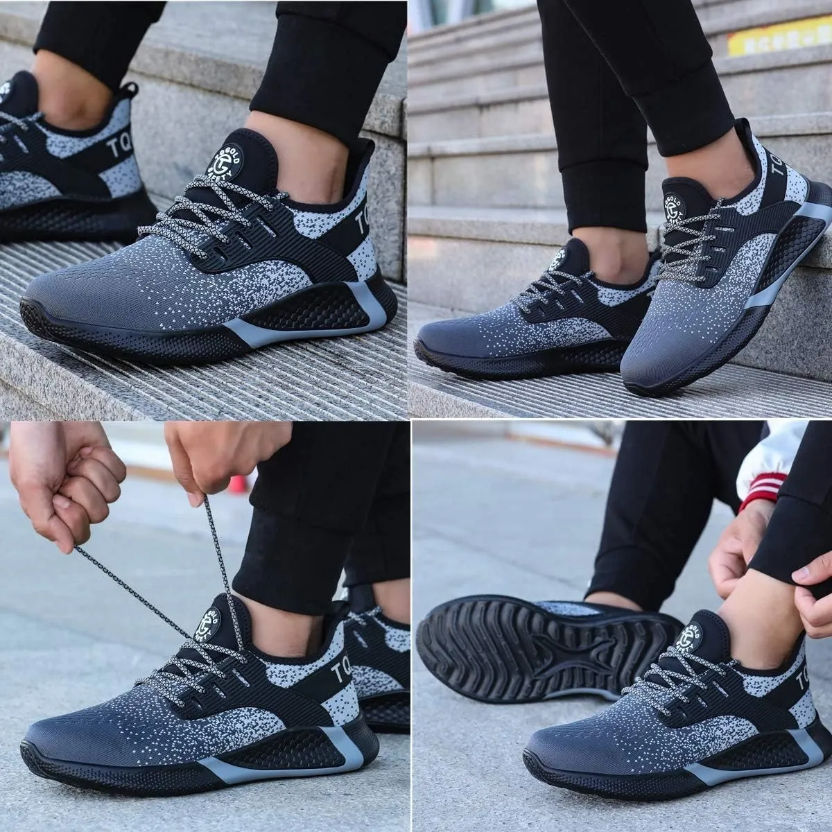 AONEGOLD Safety Shoes for Men Steel Toe Sneaker Work Shoes Lightweight Breathable Industrial Construction Puncture Proof Shoes