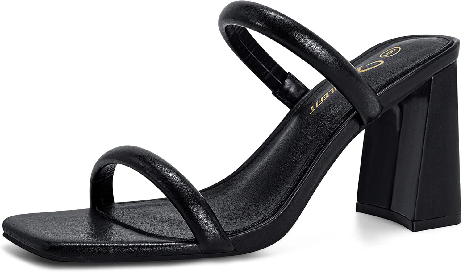 Athlefit Women's Square Open Toe Two Strap Heeled Sandals Slip On Block Chunky Heels Sandals