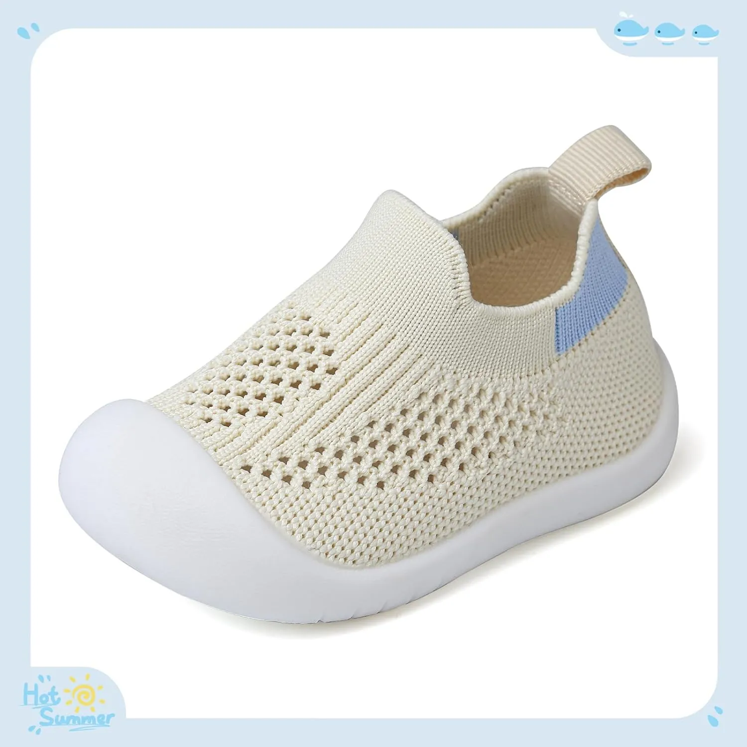 Baby Shoes for Boys Girls Breathable First Walking Shoes - Infant Toddler Trainers Shoes Non Skid Indoor Floor Slipper with Soft Sole Cotton Mesh On Sneaker
