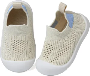 Baby Shoes for Boys Girls Breathable First Walking Shoes - Infant Toddler Trainers Shoes Non Skid Indoor Floor Slipper with Soft Sole Cotton Mesh On Sneaker