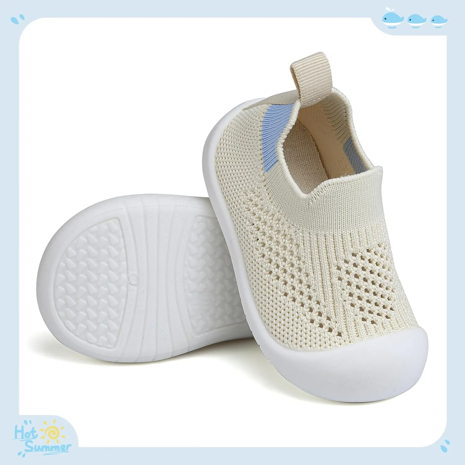 Baby Shoes for Boys Girls Breathable First Walking Shoes - Infant Toddler Trainers Shoes Non Skid Indoor Floor Slipper with Soft Sole Cotton Mesh On Sneaker