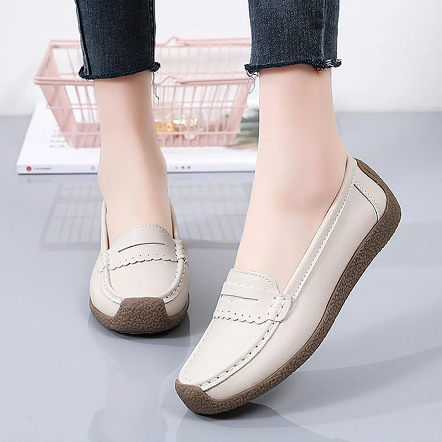 Bealin Womens Knit Driving Loafers Slip On Flat Boat Shoes Penny Breathable Moccasins Knit Loafers Shoes