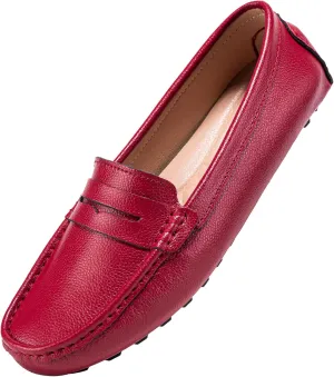 BEAUSEEN Women's Genuine Leather Penny Loafers Classic Driving Moccasins Casual Slip On Comfort Women Loafer Shoes