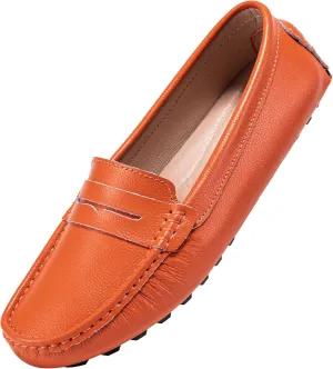 BEAUSEEN Women's Genuine Leather Penny Loafers Classic Driving Moccasins Casual Slip On Comfort Women Loafer Shoes