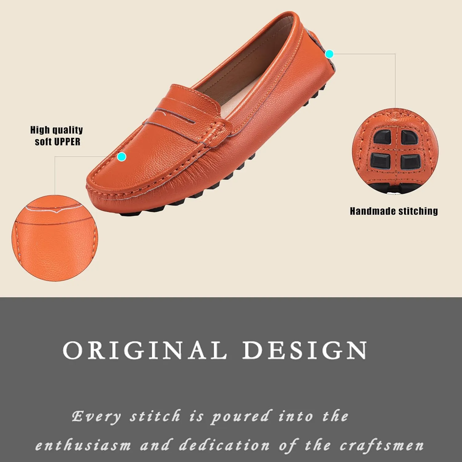 BEAUSEEN Women's Genuine Leather Penny Loafers Classic Driving Moccasins Casual Slip On Comfort Women Loafer Shoes
