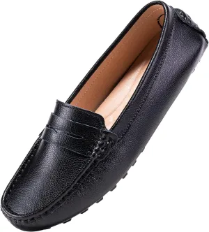 BEAUSEEN Women's Genuine Leather Penny Loafers Classic Driving Moccasins Casual Slip On Comfort Women Loafer Shoes