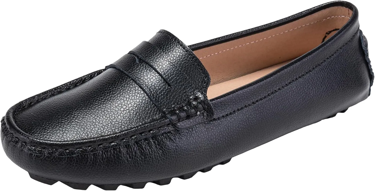 BEAUSEEN Women's Genuine Leather Penny Loafers Classic Driving Moccasins Casual Slip On Comfort Women Loafer Shoes