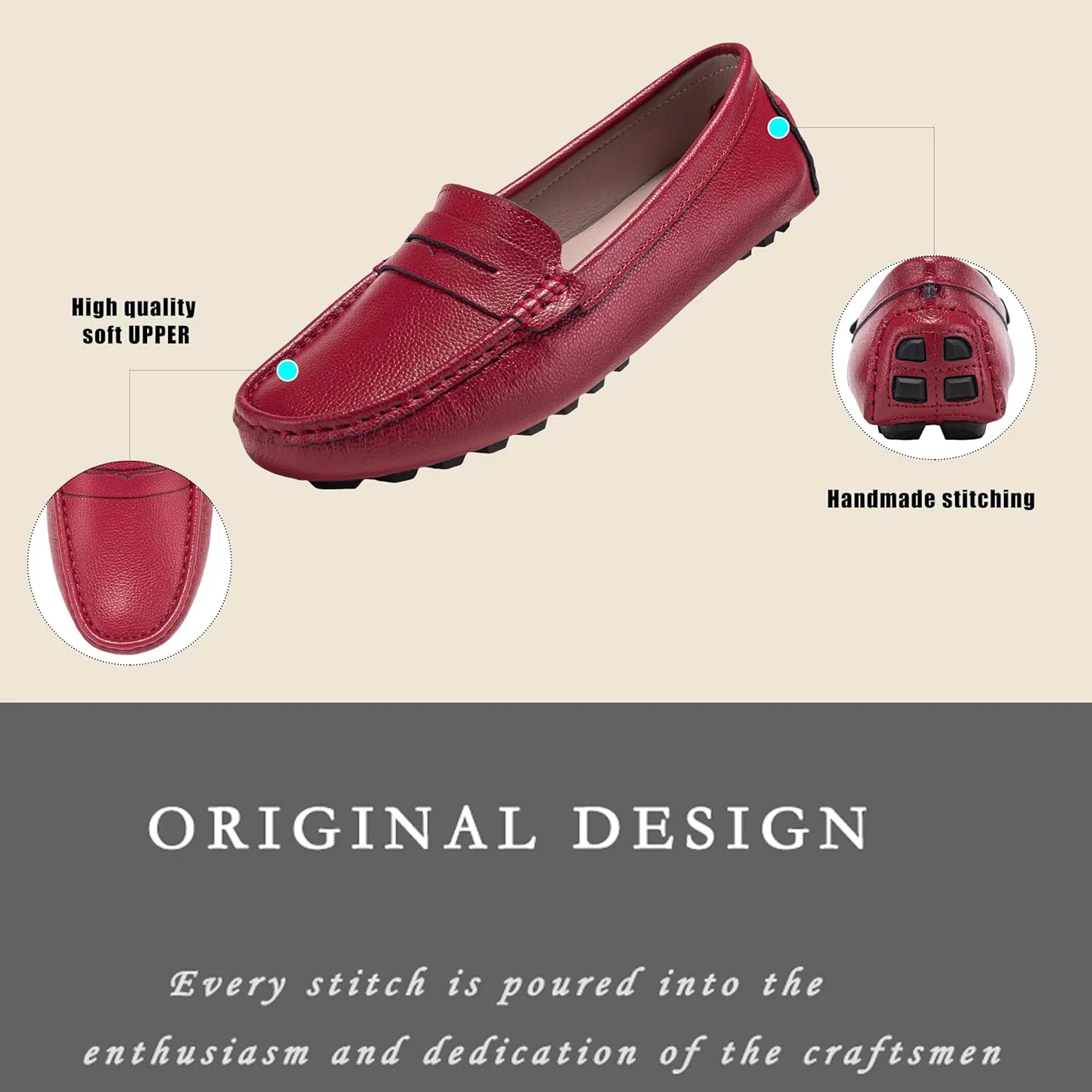 BEAUSEEN Women's Genuine Leather Penny Loafers Classic Driving Moccasins Casual Slip On Comfort Women Loafer Shoes