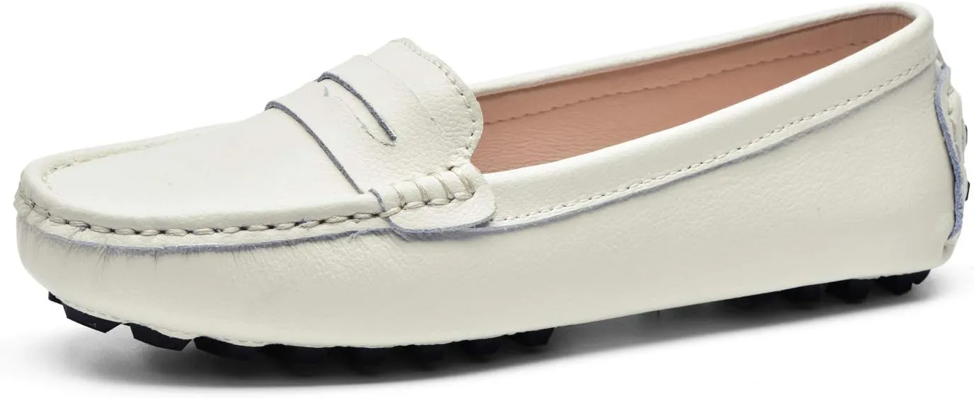 BEAUSEEN Women's Genuine Leather Penny Loafers Classic Driving Moccasins Casual Slip On Comfort Women Loafer Shoes