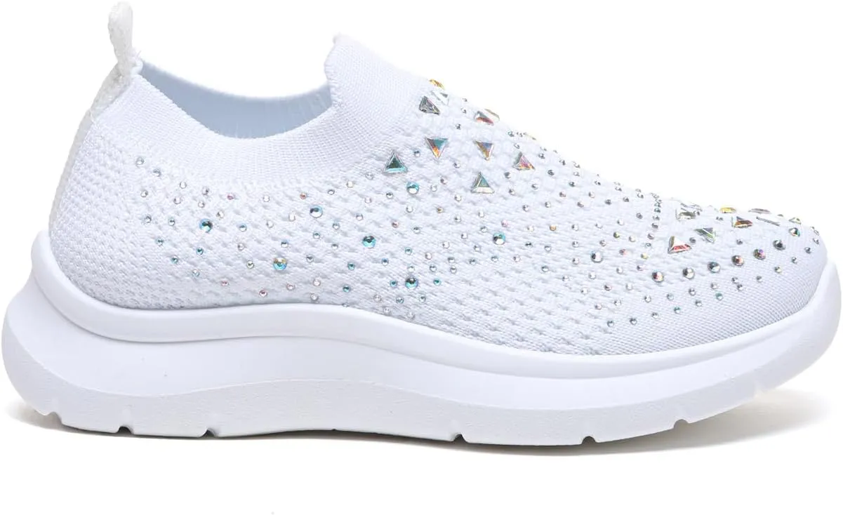 Bernal Girl Slip-On Sparkle Sneakers Toddler/Little Kid/Big Kid Non-Slip Breathable Tennis Walking Shoes