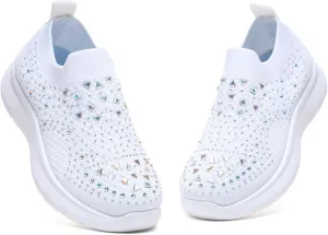 Bernal Girl Slip-On Sparkle Sneakers Toddler/Little Kid/Big Kid Non-Slip Breathable Tennis Walking Shoes
