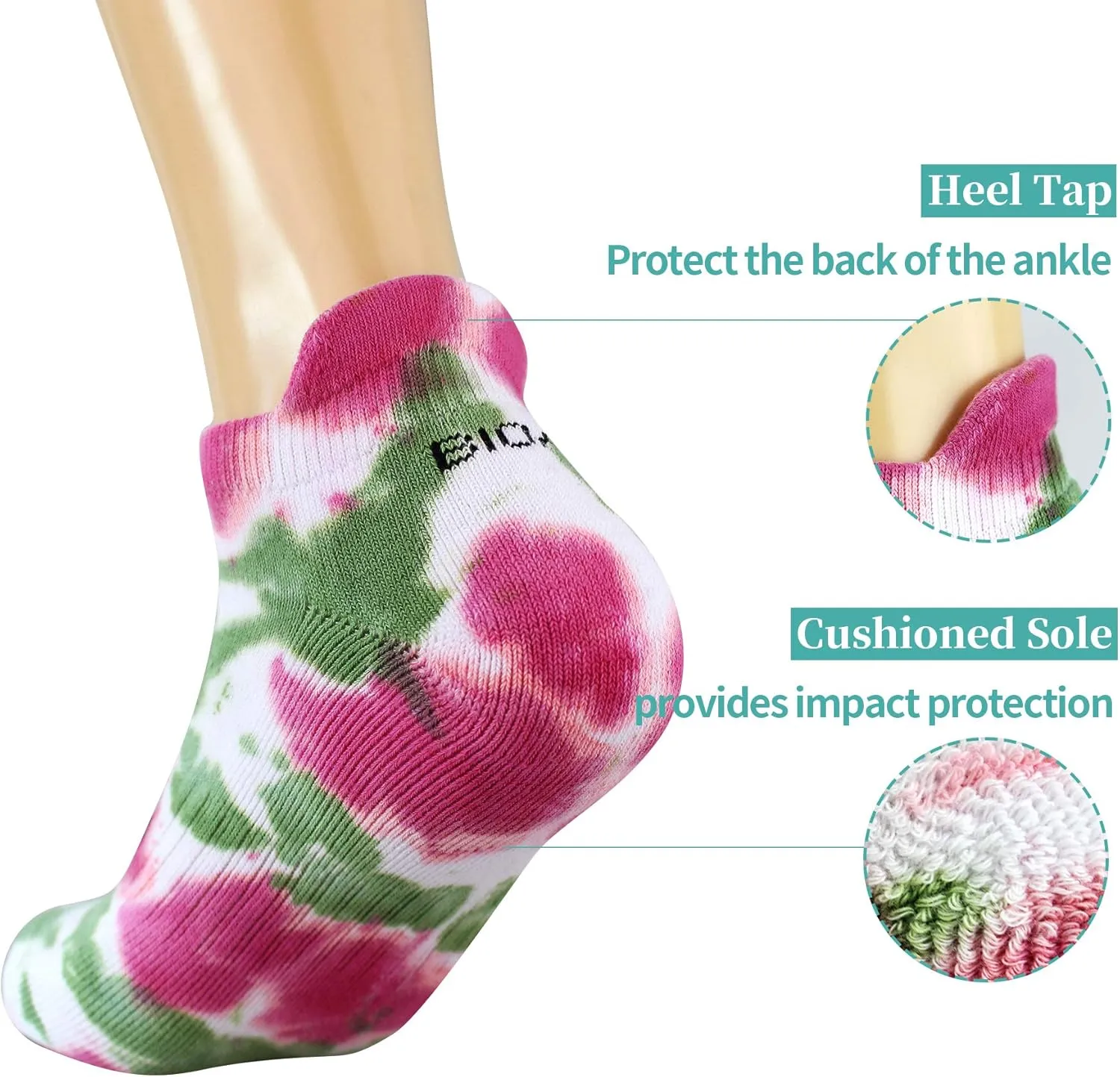 BIOAUM Womens Cotton Ankle Anti-blister Thick Cushioned Wicking Odor Resist Athletic Running Socks 6 Pairs