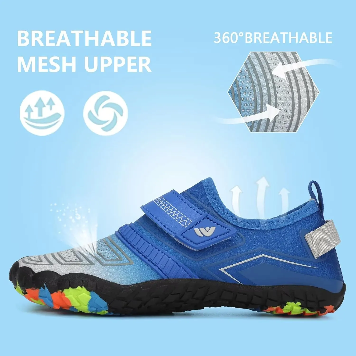 Boys & Girls Water Shoes Lightweight Comfort Sole Easy Walking Athletic Slip on Aqua 5 Toe Sock(Toddler/Little Kid/Big Kid)