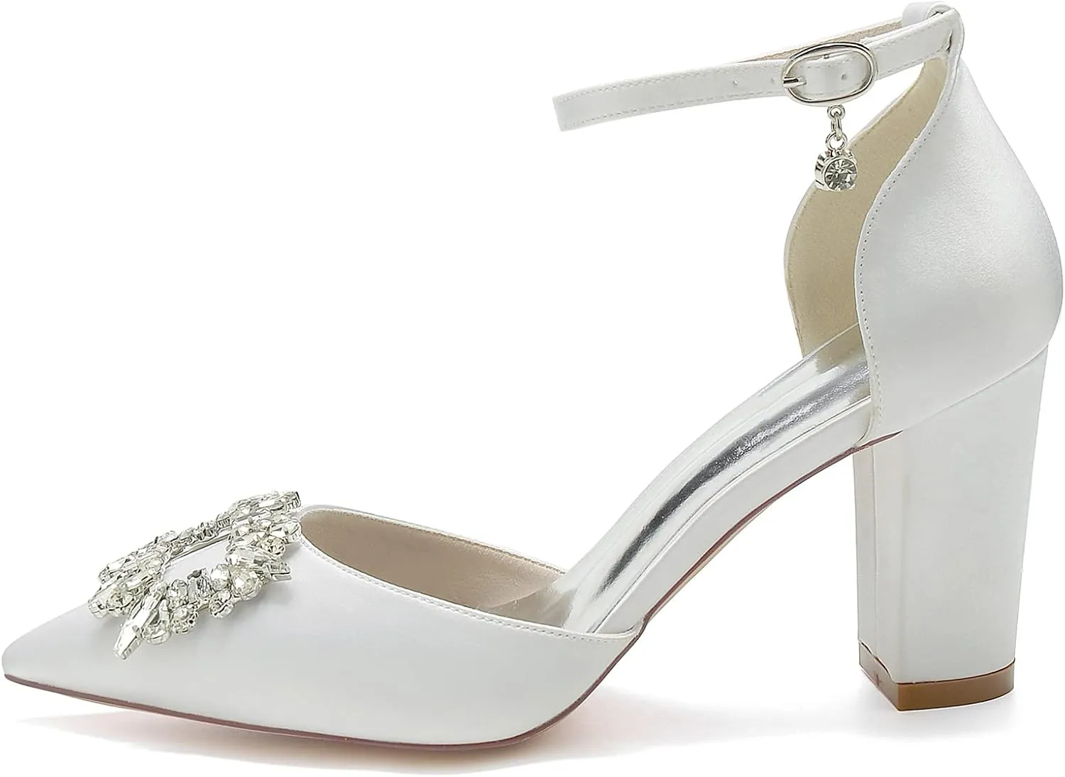 Bride Shoes for Wedding Dress Shoes Chunky Heel High Heels Heeled Sandals Bridal Pointed Toe Closed Toe Pumps Sandal Women Block Heels