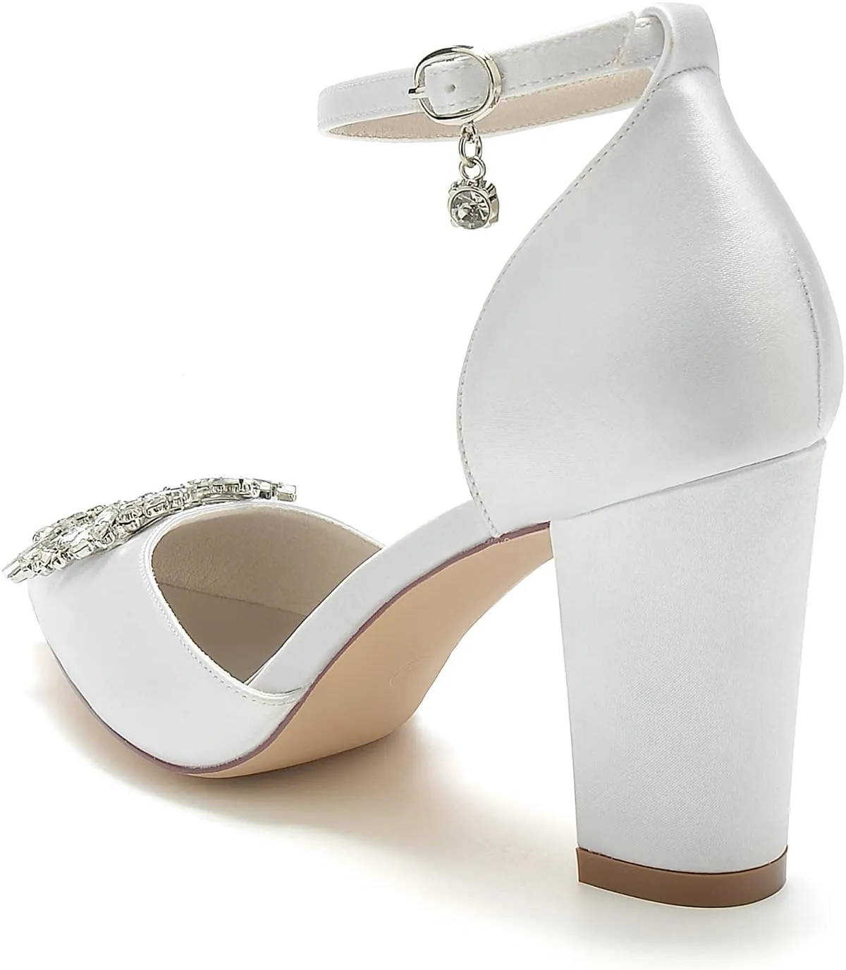 Bride Shoes for Wedding Dress Shoes Chunky Heel High Heels Heeled Sandals Bridal Pointed Toe Closed Toe Pumps Sandal Women Block Heels
