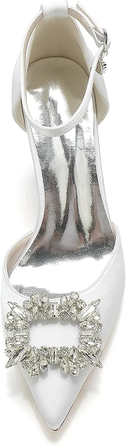 Bride Shoes for Wedding Dress Shoes Chunky Heel High Heels Heeled Sandals Bridal Pointed Toe Closed Toe Pumps Sandal Women Block Heels