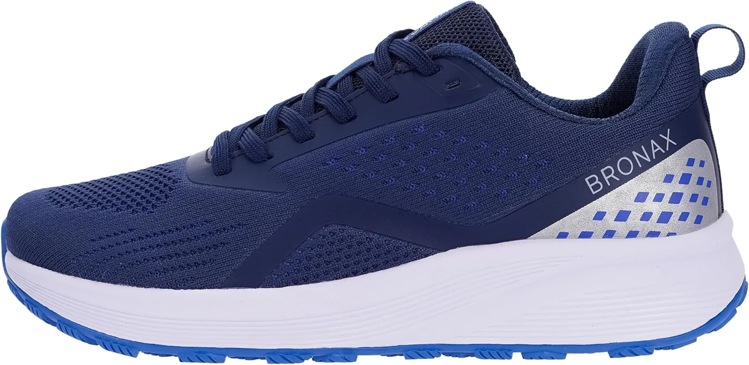BRONAX Men's Wide Cushioned Supportive Road Running Shoes | Wide Toe Box | Rubber Outsole