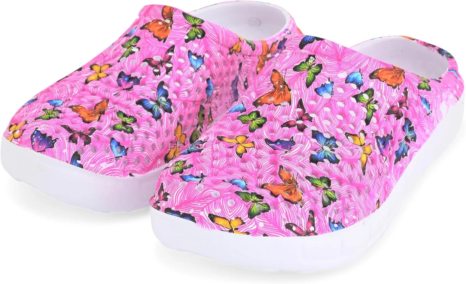 Comfort Trends Slip-On Casual Medical EVA Clogs, Colorful Butterfly Womens' Comfort Ventilated Breathable Everyday Shoes Garden EVA Clogs
