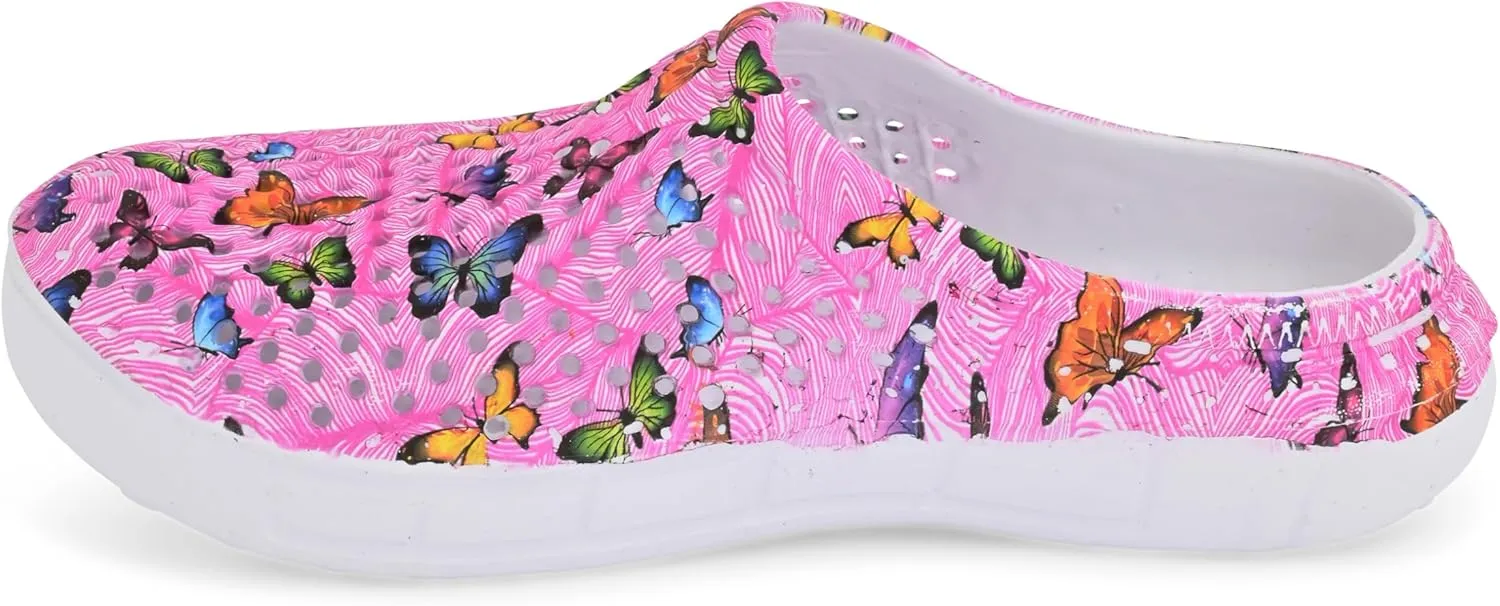 Comfort Trends Slip-On Casual Medical EVA Clogs, Colorful Butterfly Womens' Comfort Ventilated Breathable Everyday Shoes Garden EVA Clogs