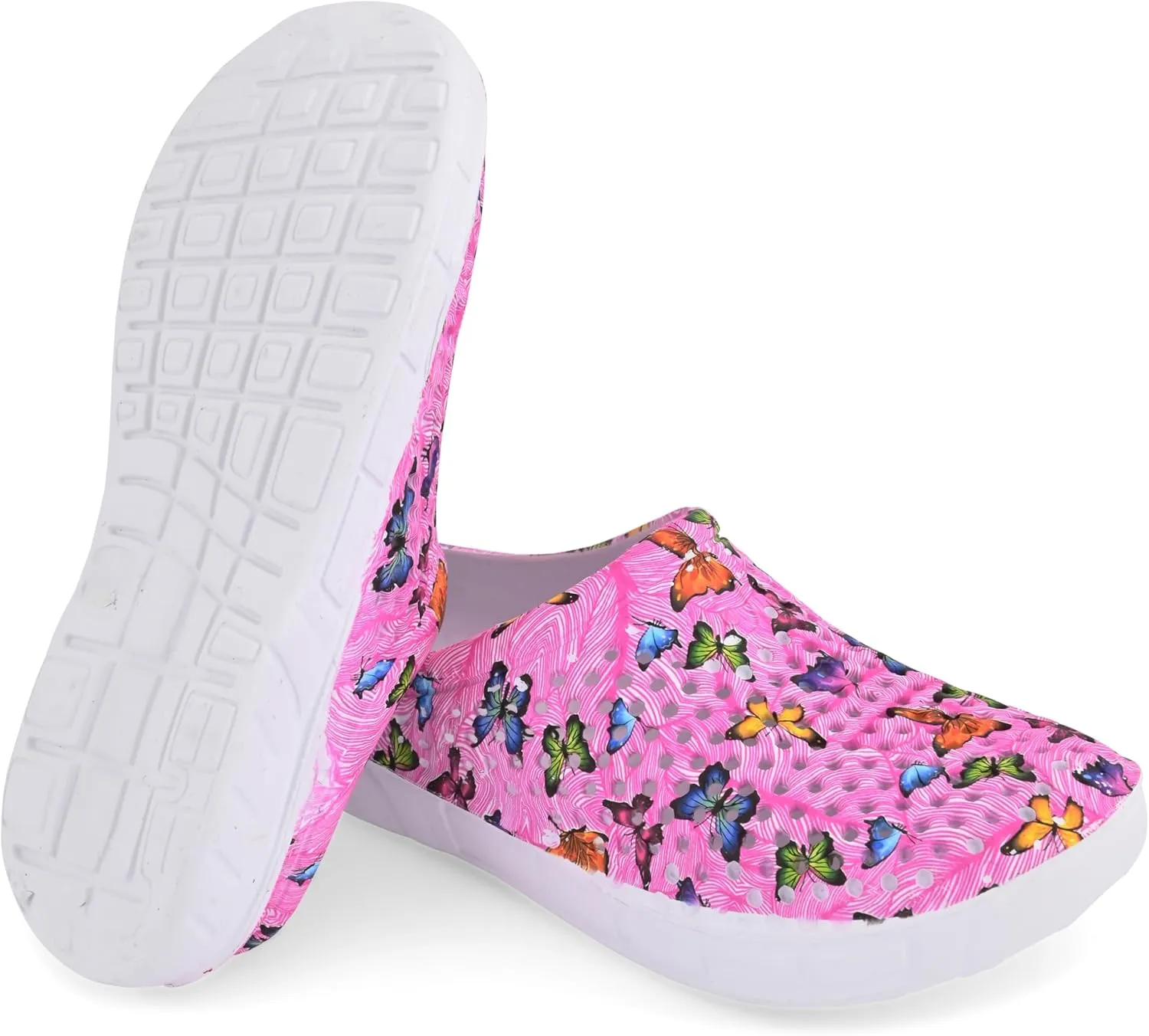 Comfort Trends Slip-On Casual Medical EVA Clogs, Colorful Butterfly Womens' Comfort Ventilated Breathable Everyday Shoes Garden EVA Clogs