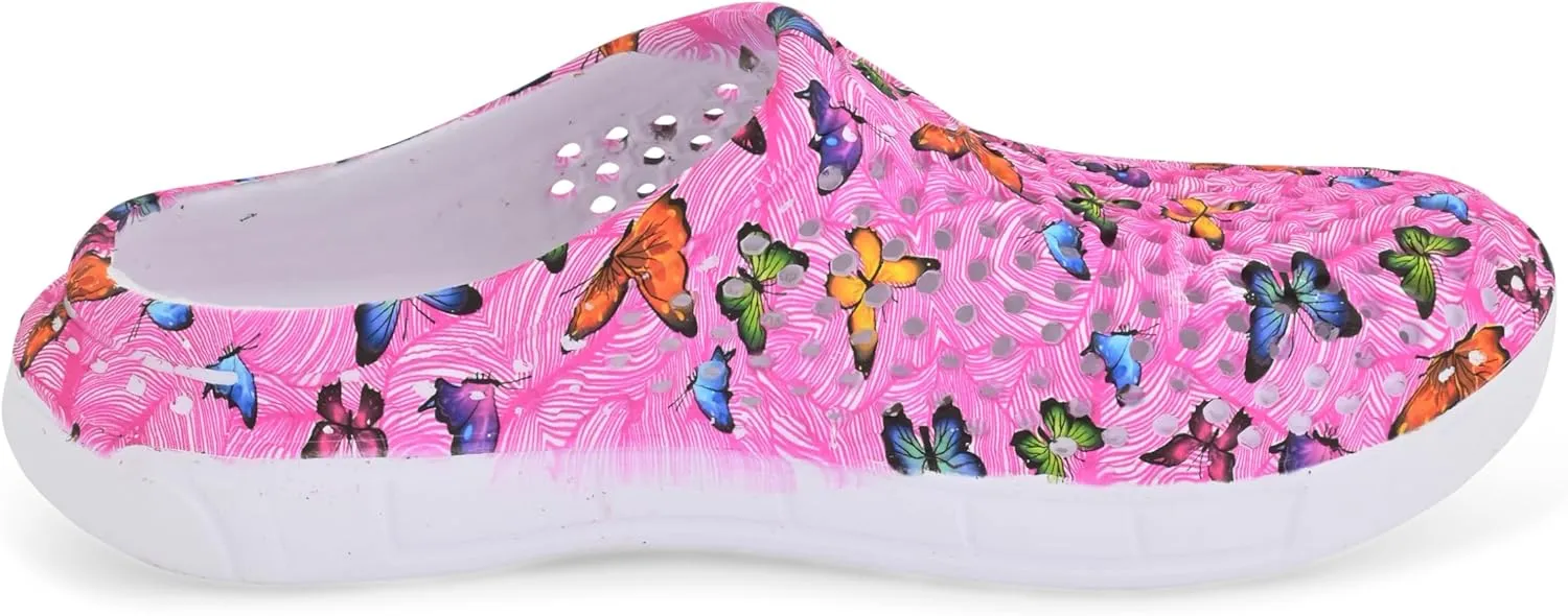 Comfort Trends Slip-On Casual Medical EVA Clogs, Colorful Butterfly Womens' Comfort Ventilated Breathable Everyday Shoes Garden EVA Clogs