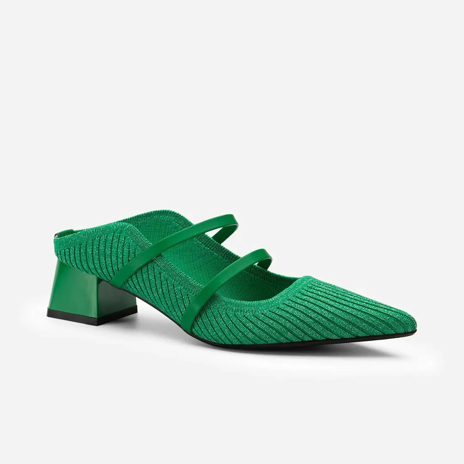Commute Pointed Toe Solid Color Heeled Mules