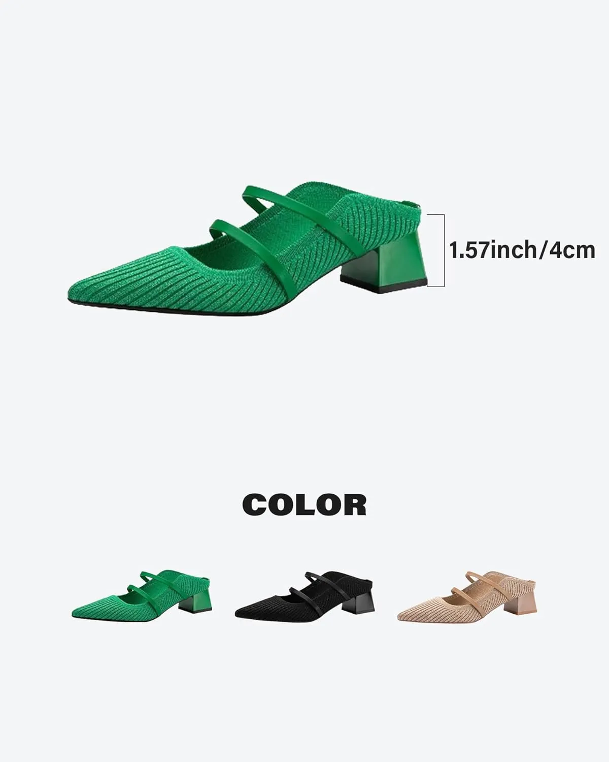 Commute Pointed Toe Solid Color Heeled Mules