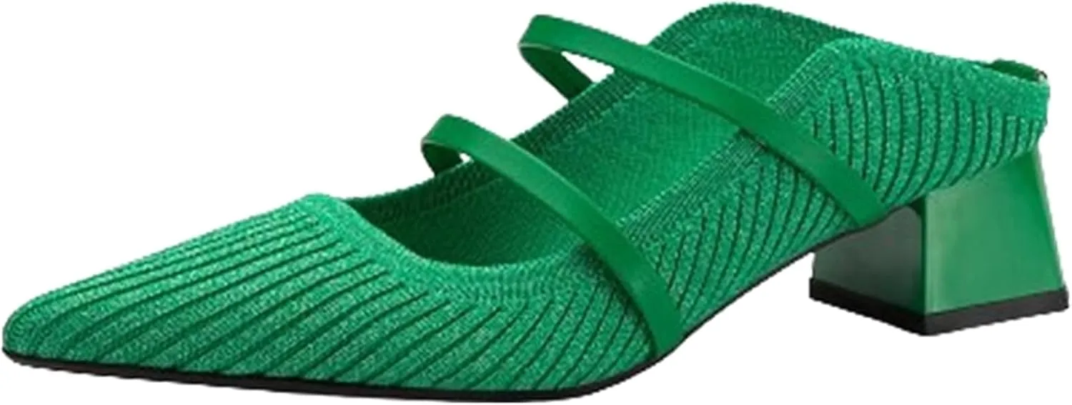 Commute Pointed Toe Solid Color Heeled Mules