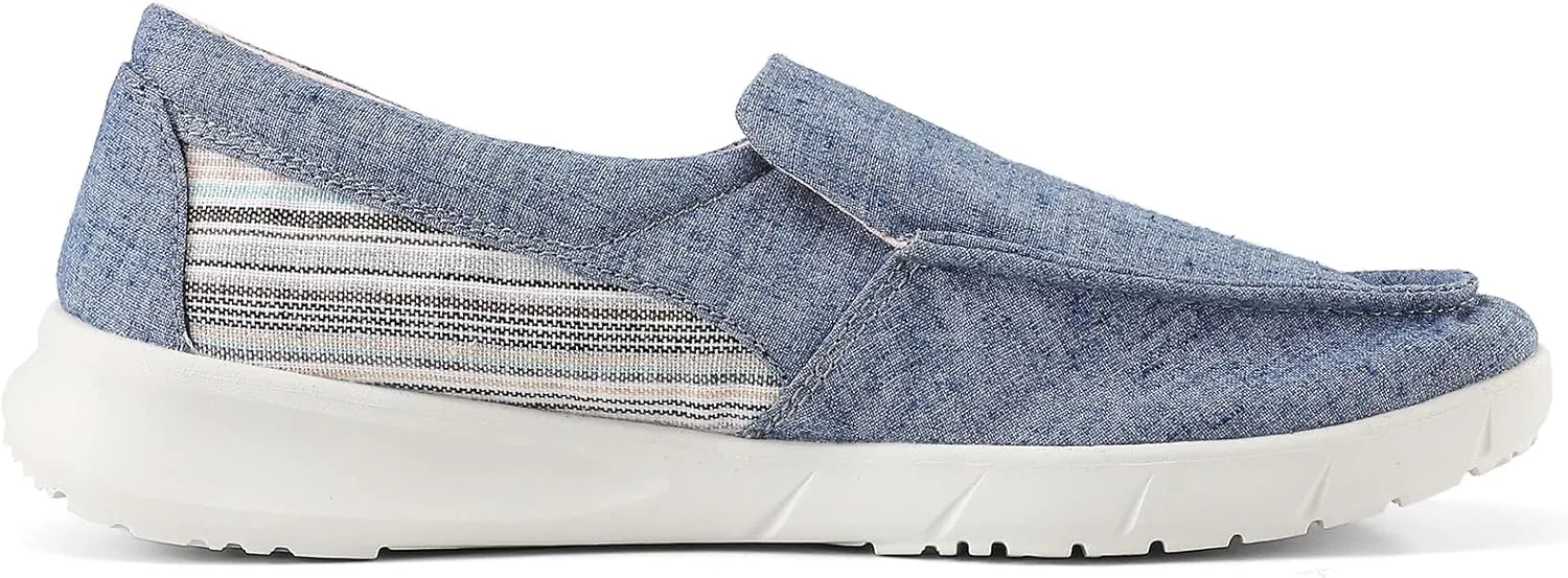 COOJOY Women's Casual Lightweight Stretch Boat Canvas Slip on Shoes Breathable