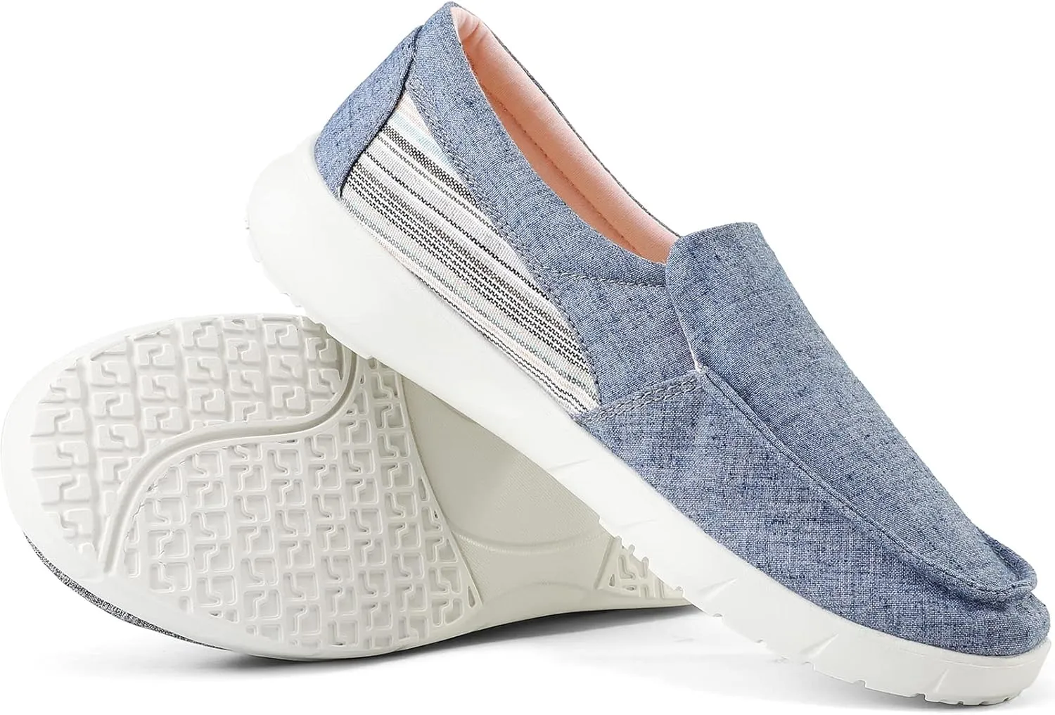 COOJOY Women's Casual Lightweight Stretch Boat Canvas Slip on Shoes Breathable