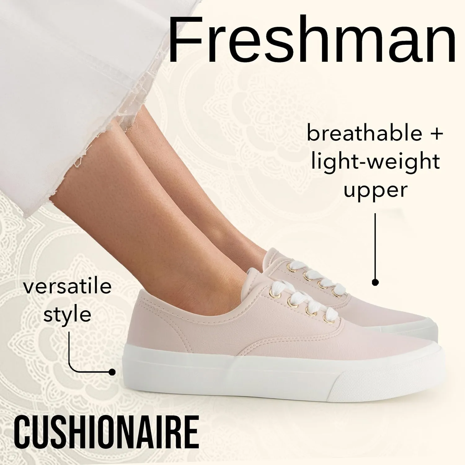 CUSHIONAIRE Women’s Freshman Canvas Lace-Up Sneaker with Memory Foam, Wide Widths Available | Casual Walking Shoes, Lightweight & Comfortable