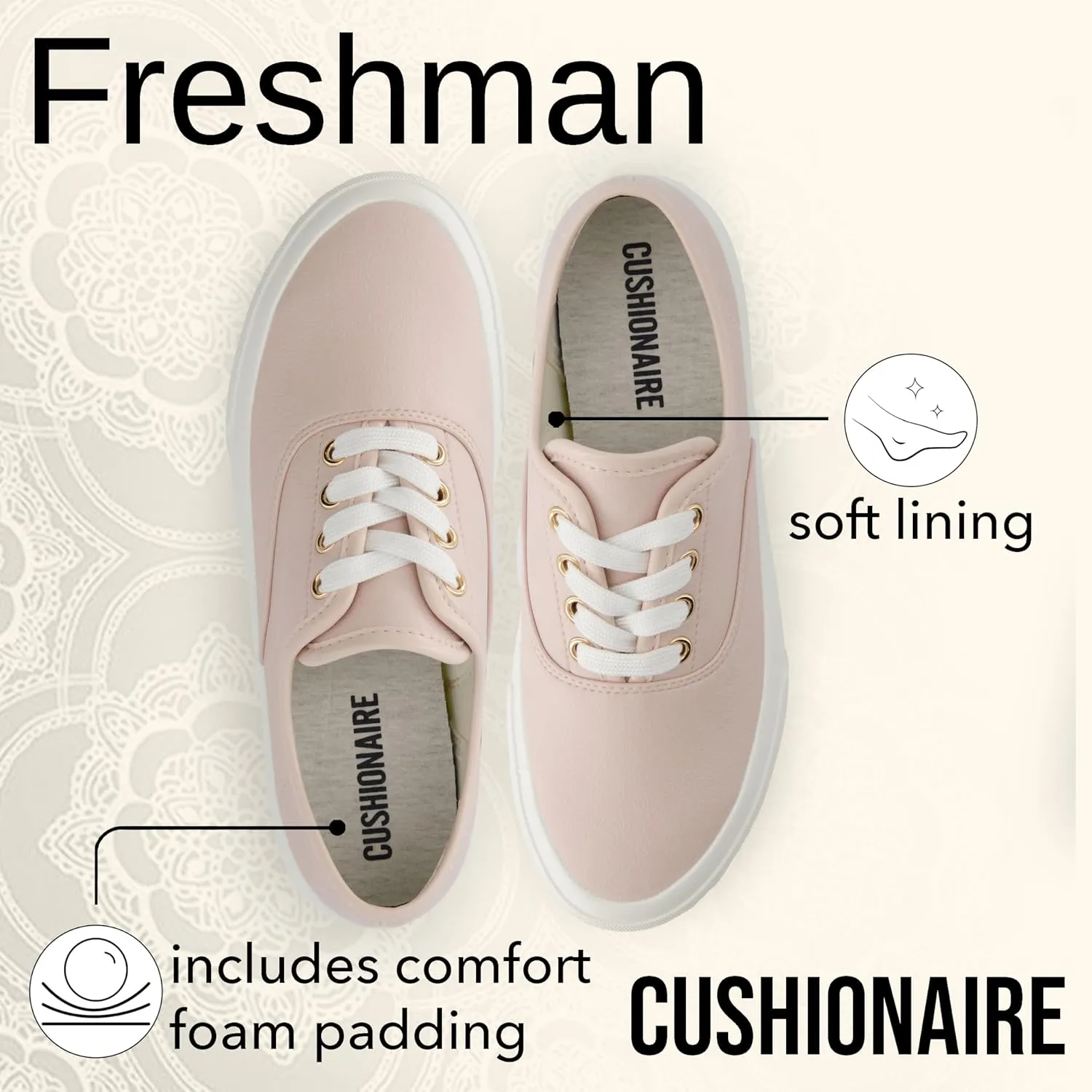 CUSHIONAIRE Women’s Freshman Canvas Lace-Up Sneaker with Memory Foam, Wide Widths Available | Casual Walking Shoes, Lightweight & Comfortable
