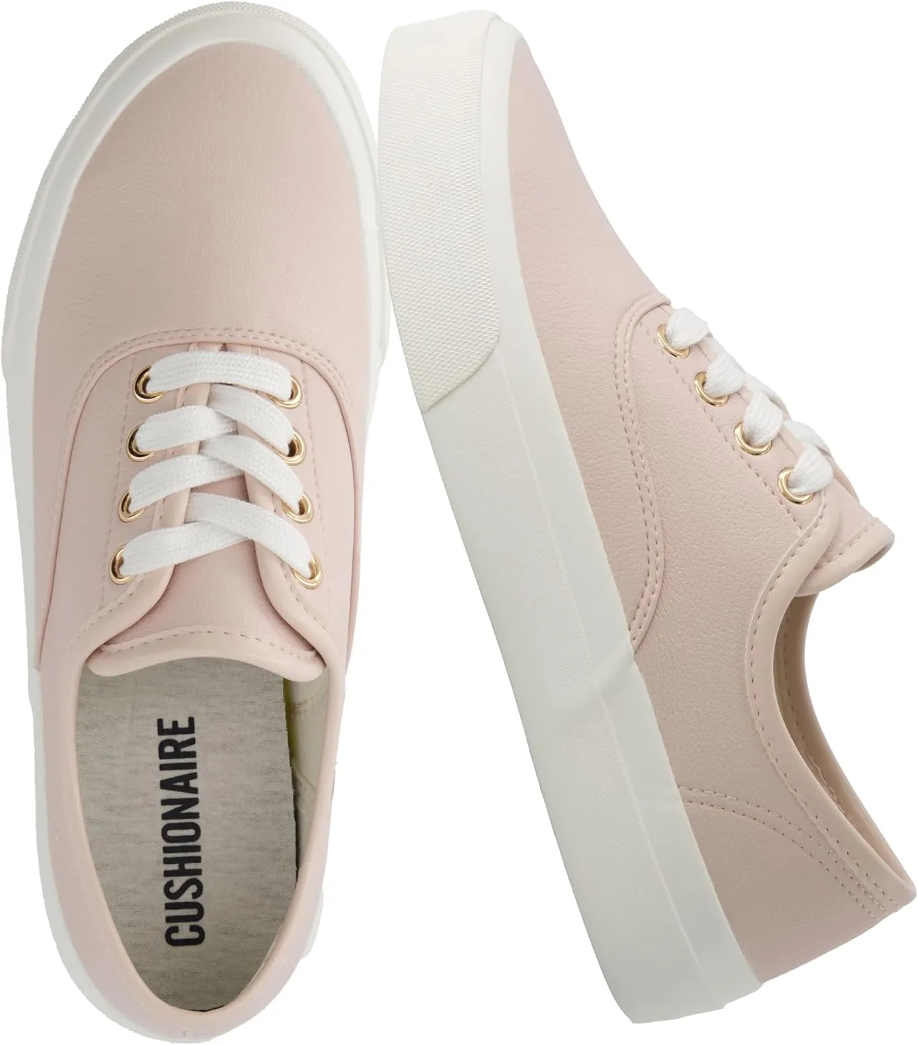 CUSHIONAIRE Women’s Freshman Canvas Lace-Up Sneaker with Memory Foam, Wide Widths Available | Casual Walking Shoes, Lightweight & Comfortable