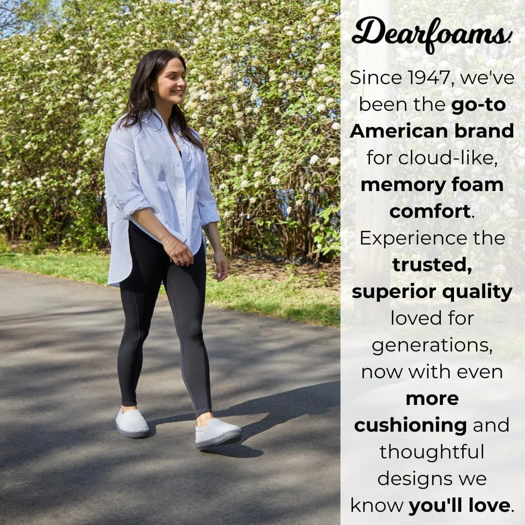 Dearfoams Women's Lightweight Memory Foam Easy on Off Fern Closed Back Slipper