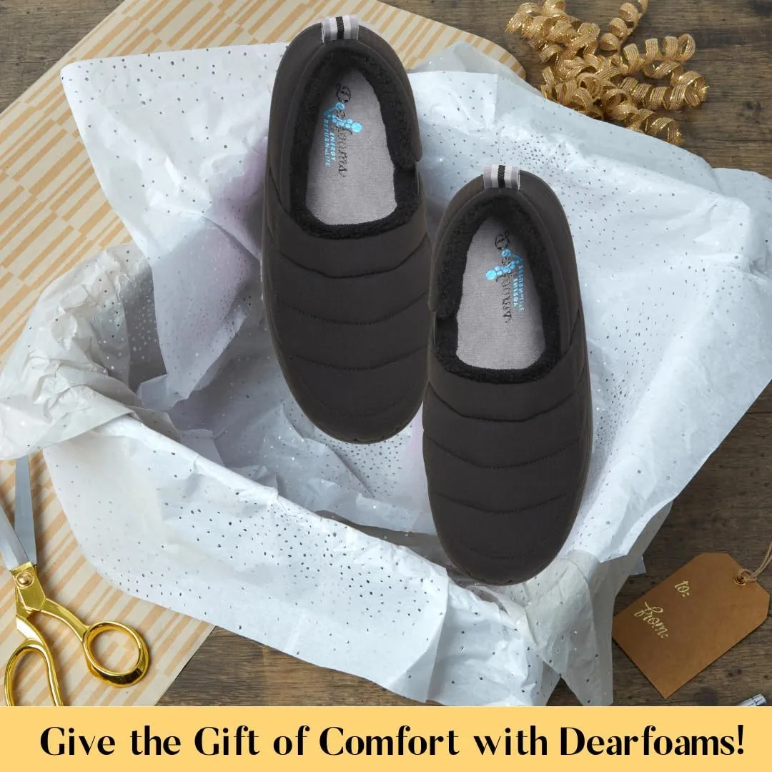Dearfoams Women's Lightweight Memory Foam Easy on Off Fern Closed Back Slipper