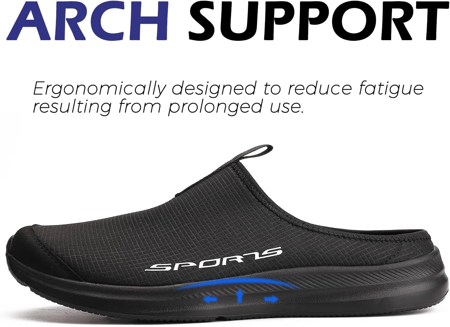 DimaiGlobal Mens Slippers with Arch Support Casual Mules Clog Open Back Shoes Comfort Slip-On Walking Loafer Indoor Outdoor House Shoes