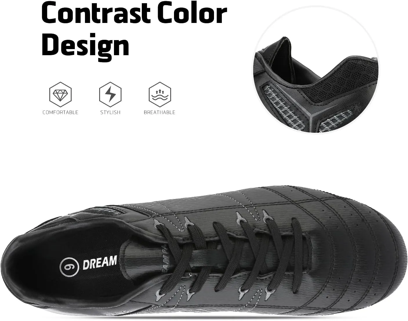 DREAM PAIRS Mens Sport Flexible Athletic Lace Up Light Weight Outdoor Cleats Football Soccer Shoes