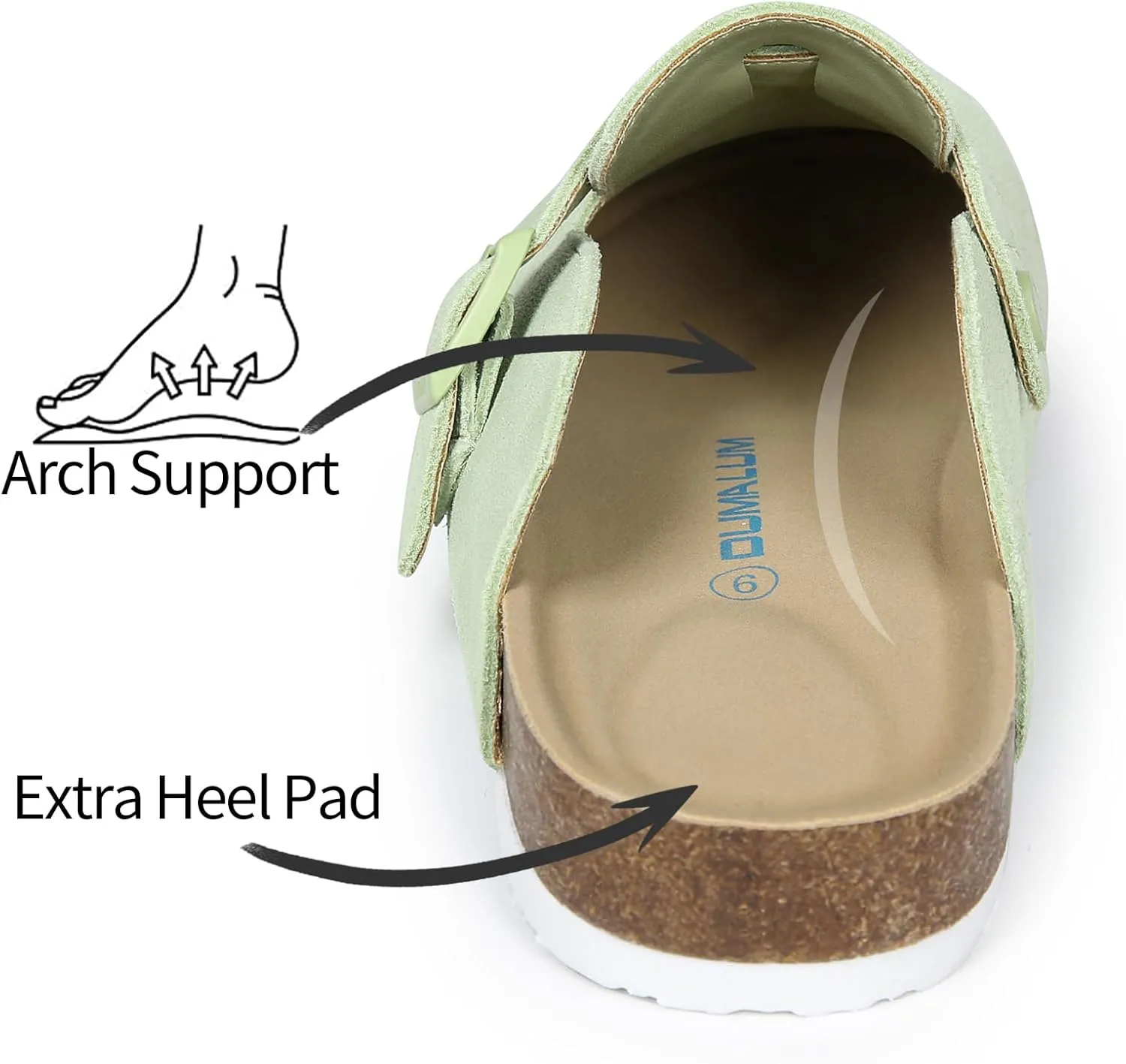 Dumalum Women's Suede Clog Leather Mules Arch Support Potato Shoes with Comfort Cork Footbed - Clogs for Women Men Unisex Antislip Slippers Sandals