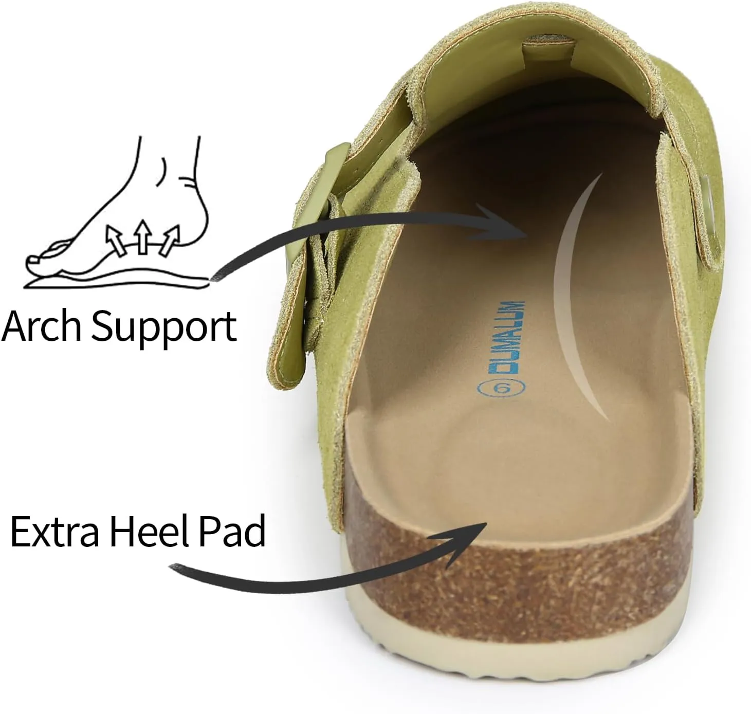 Dumalum Women's Suede Clog Leather Mules Arch Support Potato Shoes with Comfort Cork Footbed - Clogs for Women Men Unisex Antislip Slippers Sandals