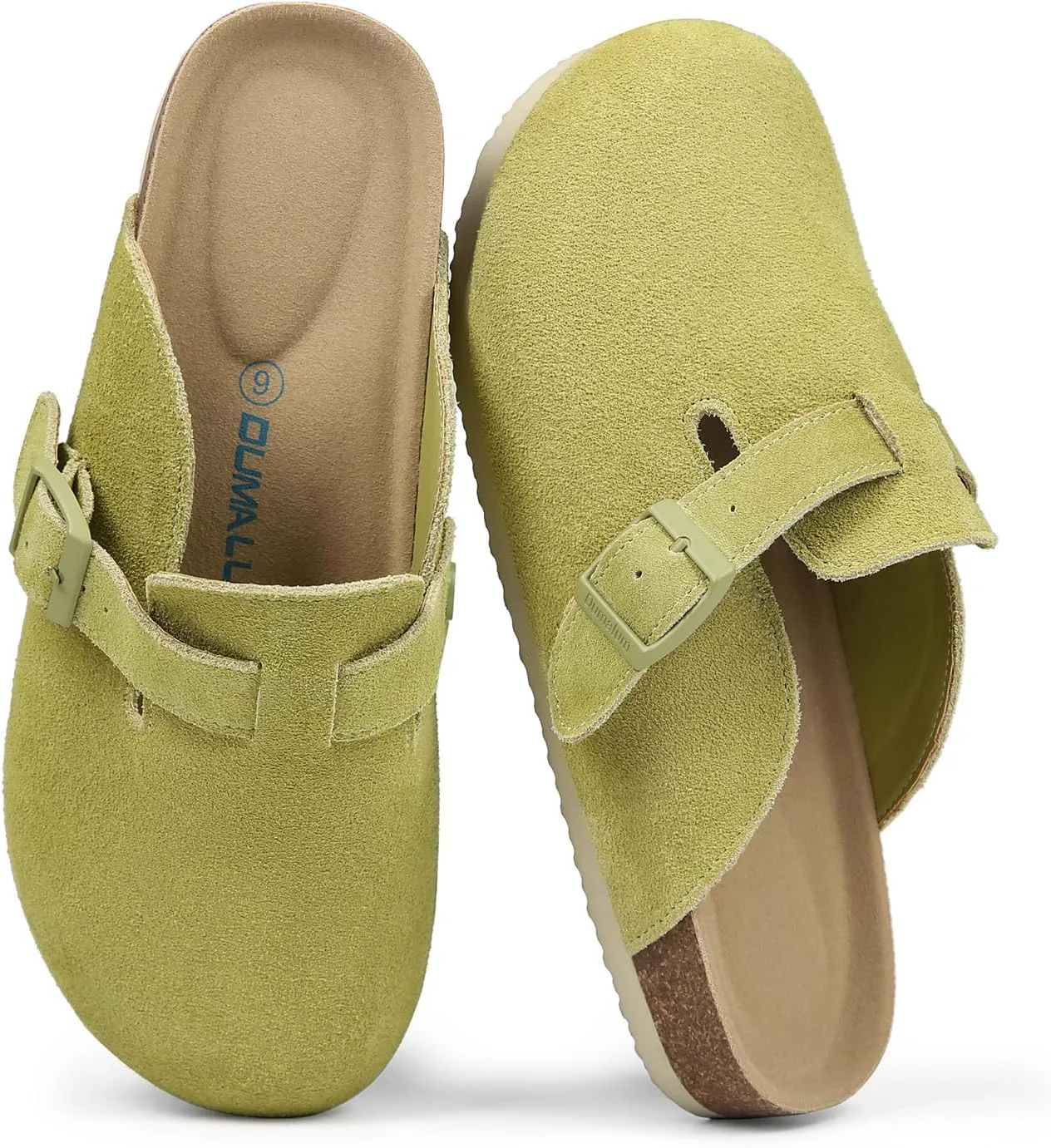 Dumalum Women's Suede Clog Leather Mules Arch Support Potato Shoes with Comfort Cork Footbed - Clogs for Women Men Unisex Antislip Slippers Sandals
