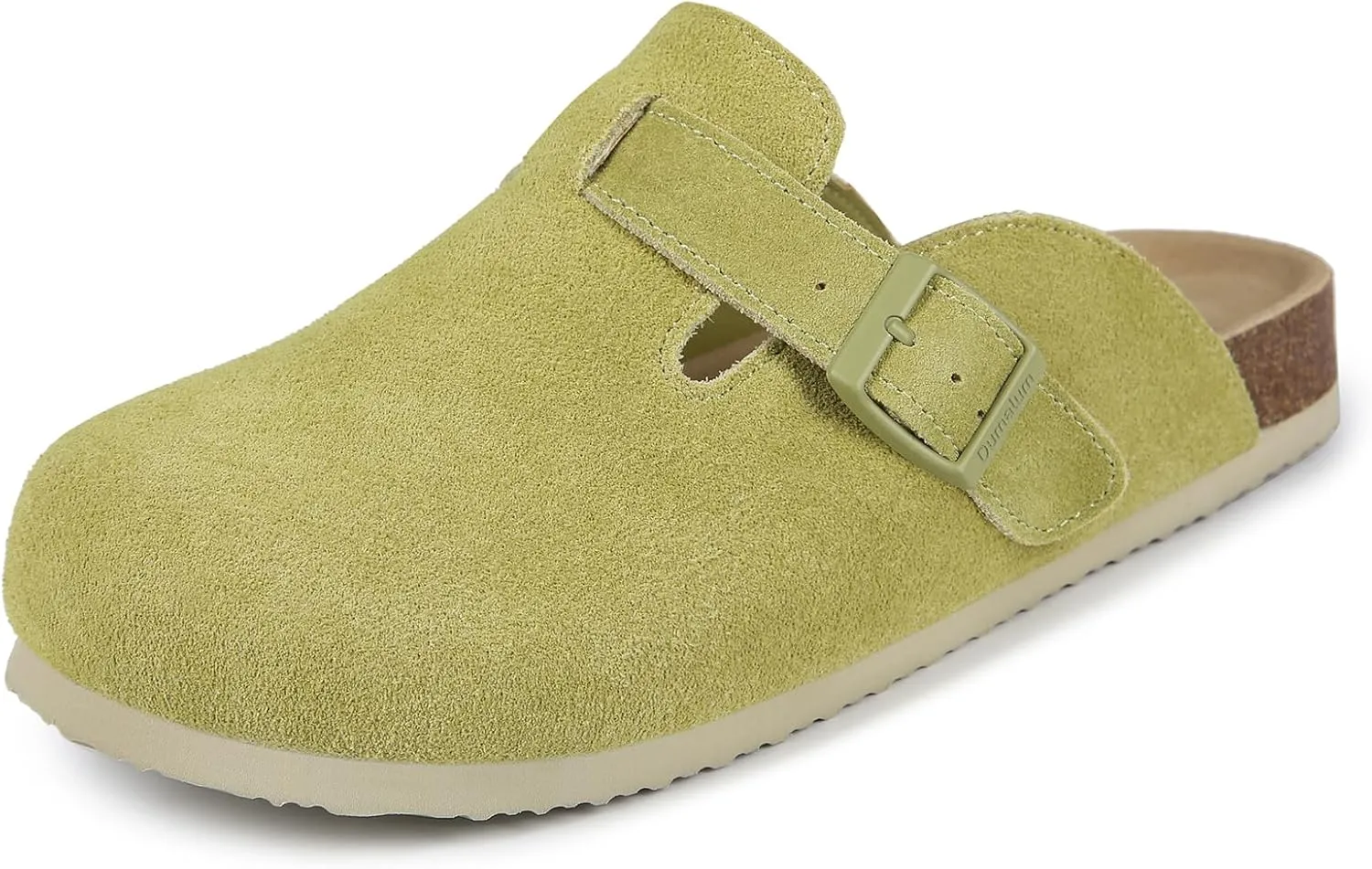 Dumalum Women's Suede Clog Leather Mules Arch Support Potato Shoes with Comfort Cork Footbed - Clogs for Women Men Unisex Antislip Slippers Sandals