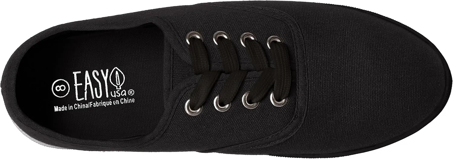 Easy USA - Womens Canvas Lace Up Shoe with Padded Insole