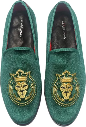 ELANROMAN Loafers for Men Velvet Shoes of Fashion Embroidered 1.0 and 2.0 Party Wedding Prom Shoes