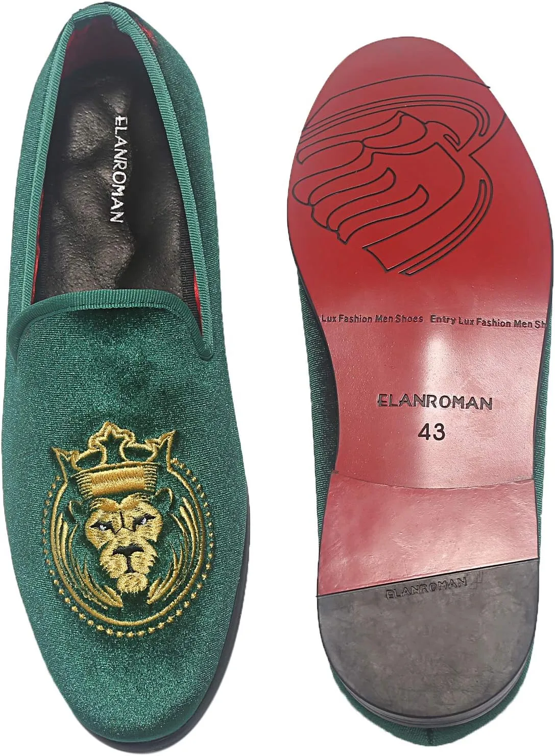 ELANROMAN Loafers for Men Velvet Shoes of Fashion Embroidered 1.0 and 2.0 Party Wedding Prom Shoes