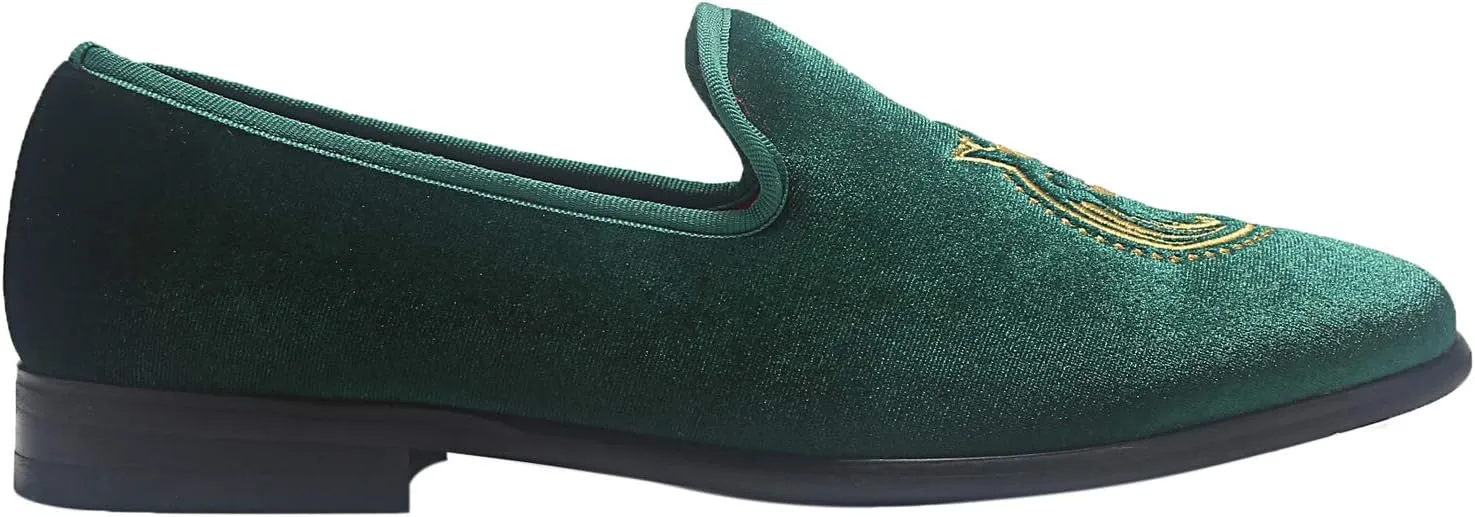 ELANROMAN Loafers for Men Velvet Shoes of Fashion Embroidered 1.0 and 2.0 Party Wedding Prom Shoes